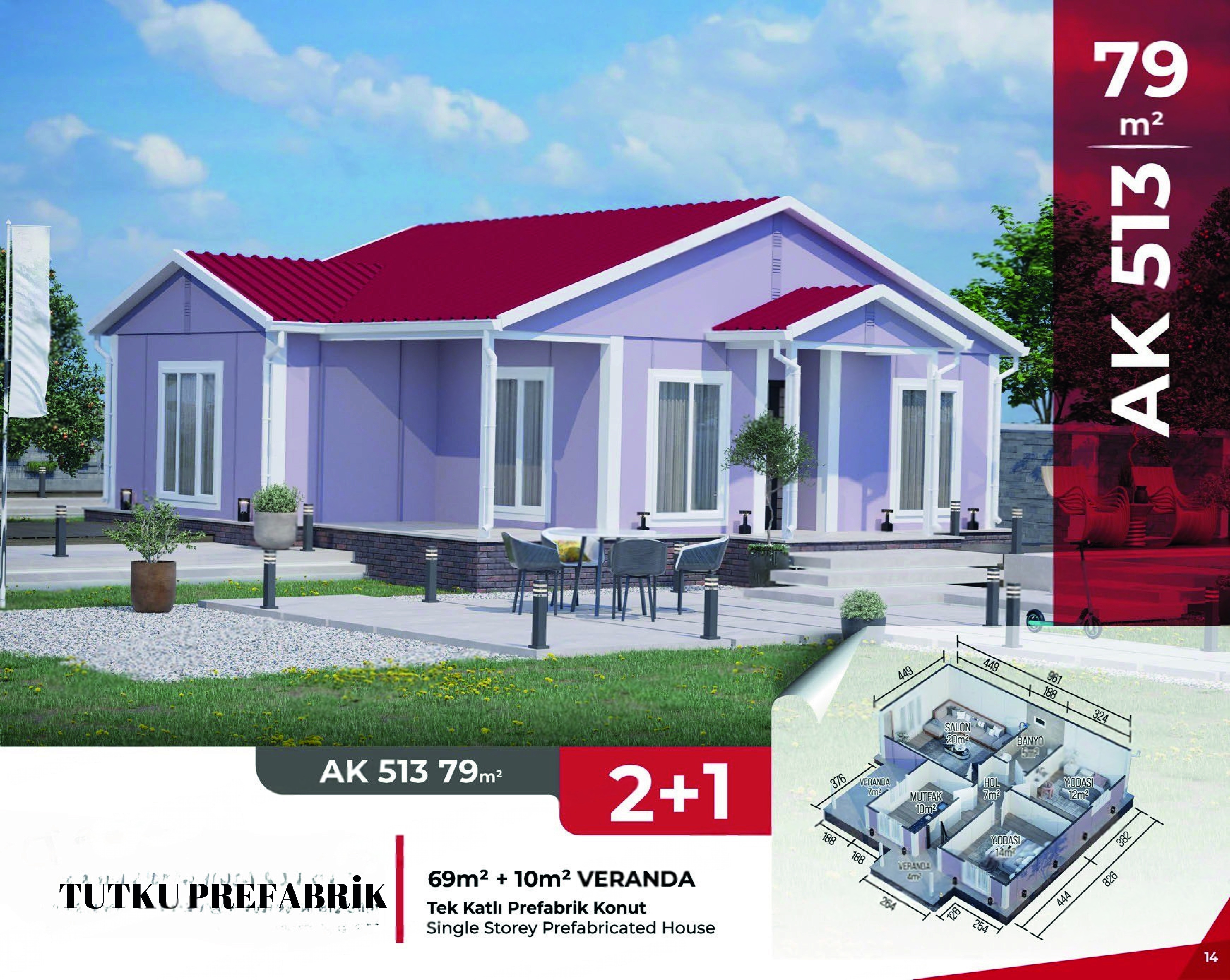 AK 513 - 79m² Prefabrik Ev