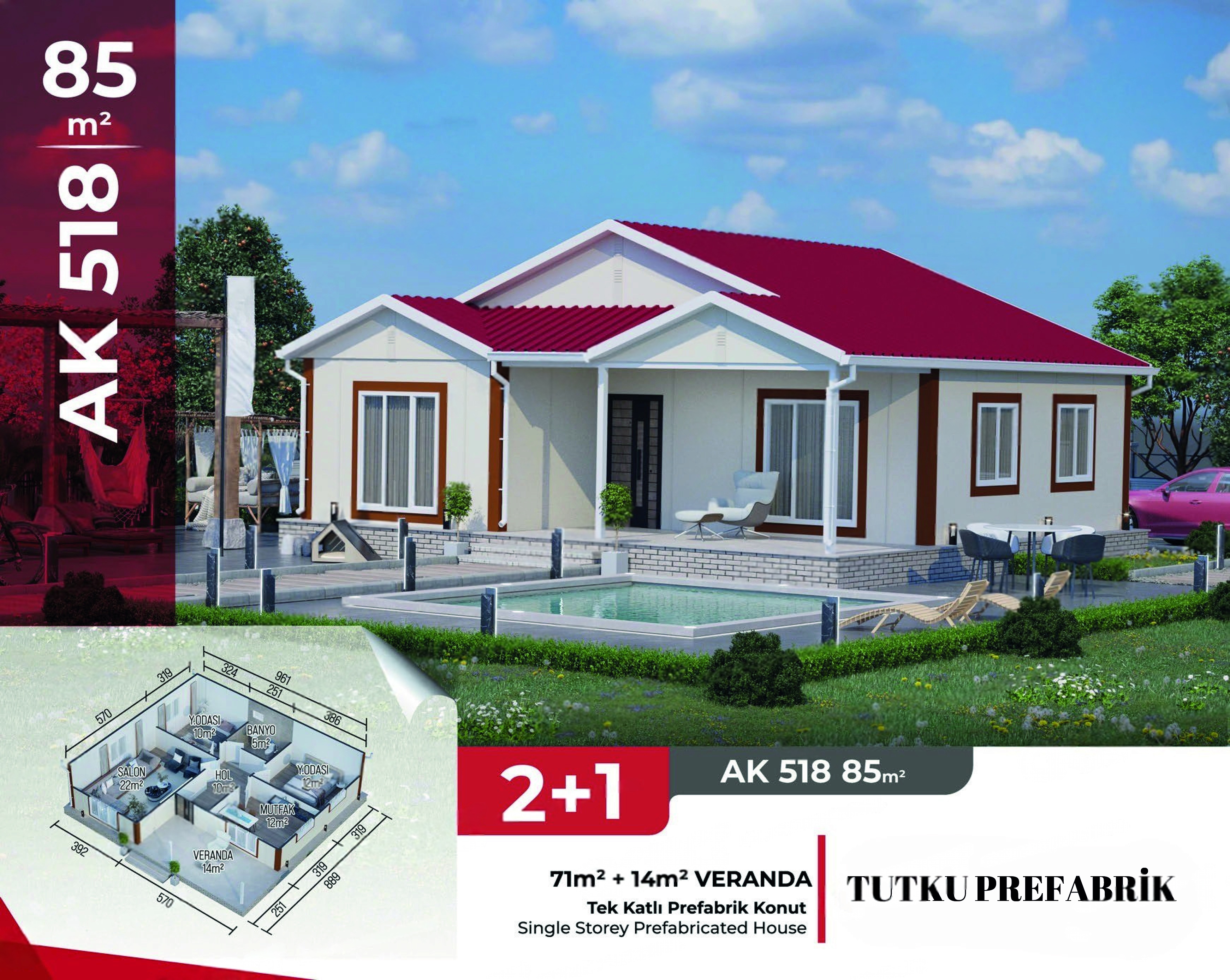 AK 518 - 85m² Prefabrik Ev