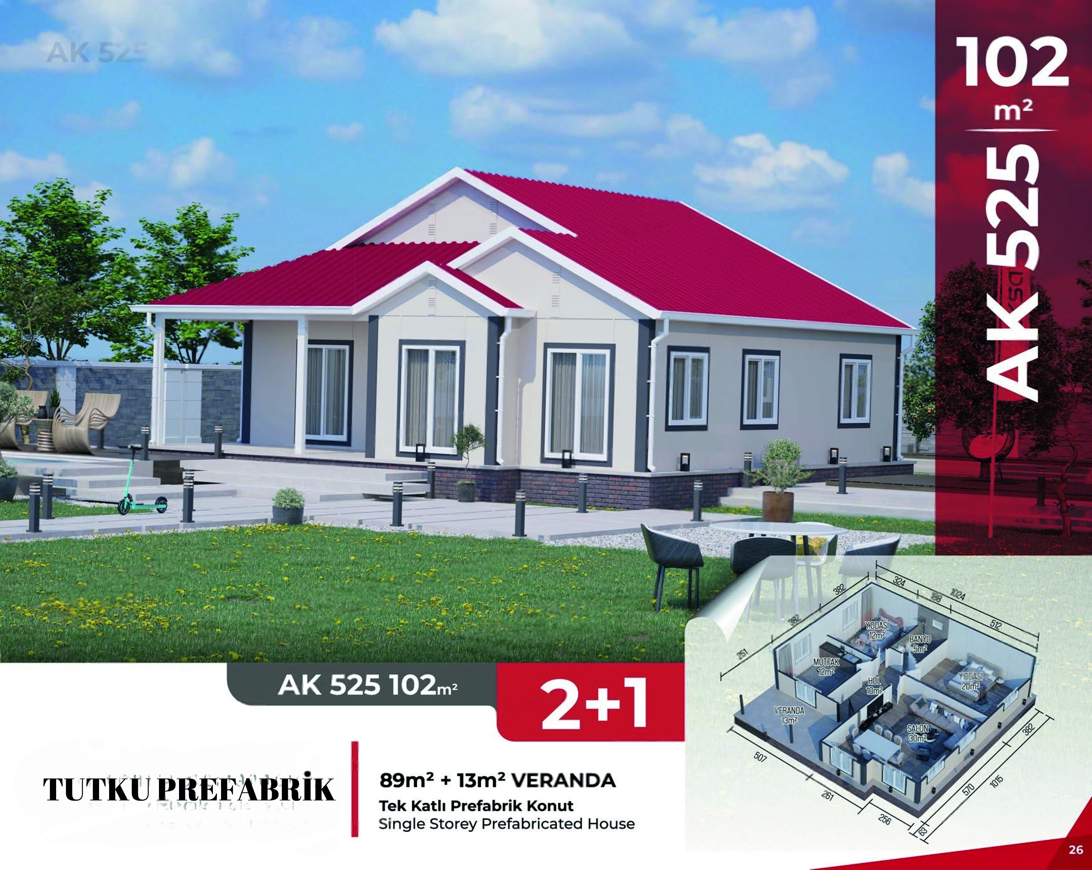 AK 525 - 102m² Prefabrik Ev